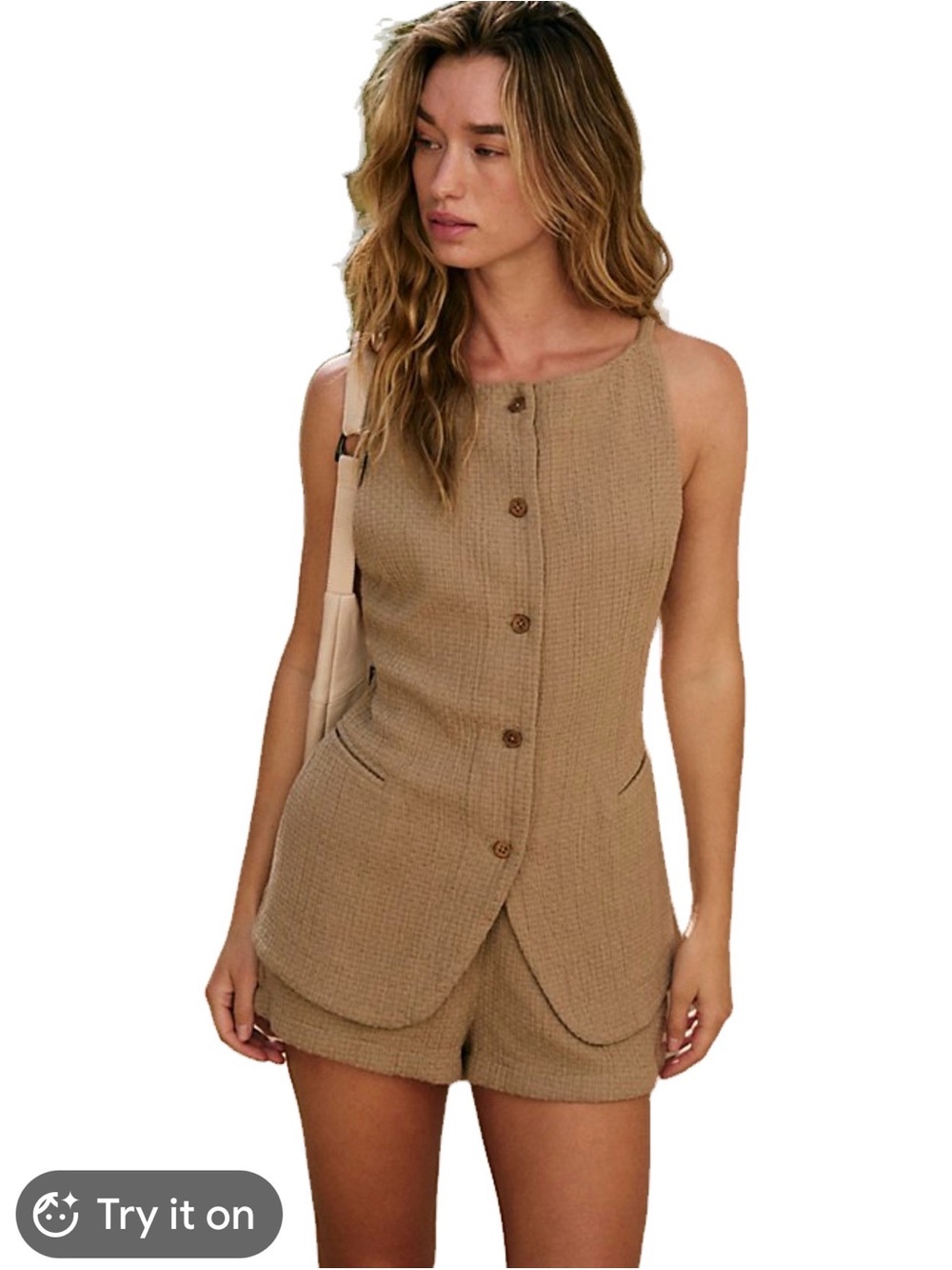 Free people Coastal Classy Set In Brown Sz Large NWT